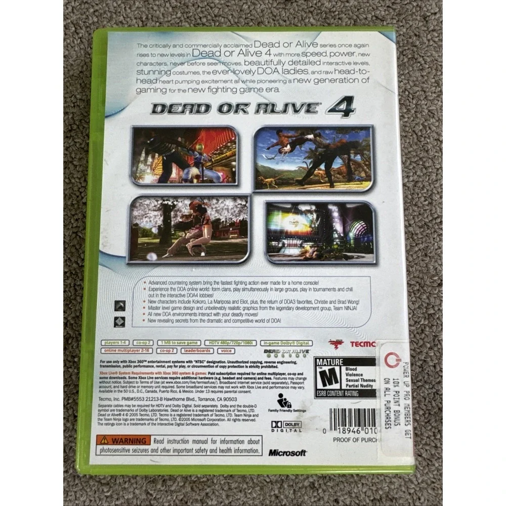 Dead or Alive 4 - Xbox 360‎ Complete Tested With Registration Card.